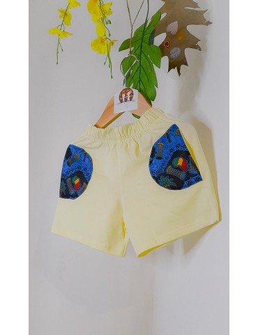 Ensemble short jaune wax fille