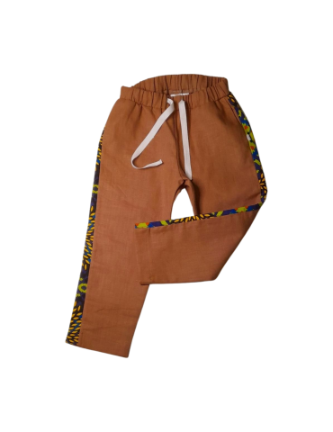 Pantalon Léo en Lin Brun Orangé/Terracotta