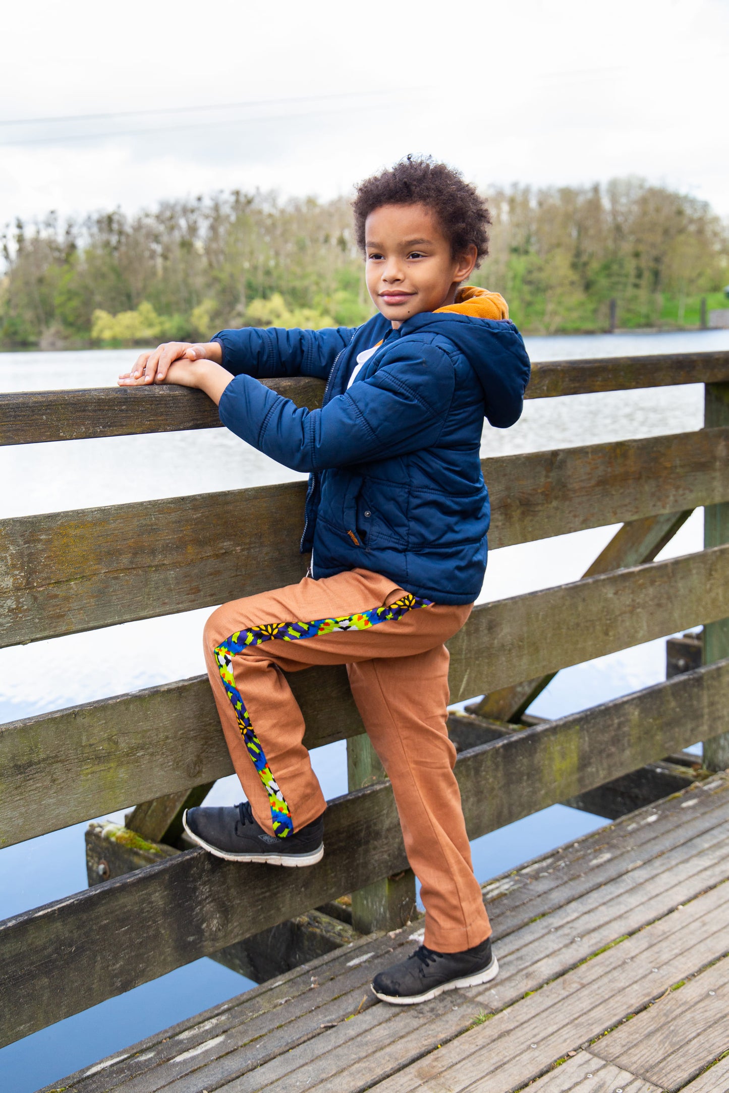 Pantalon LEO en lin BRUN