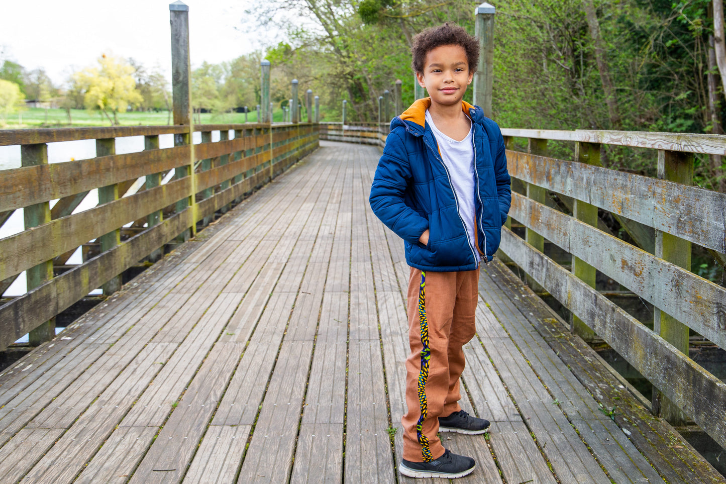 Pantalon LEO en lin BRUN